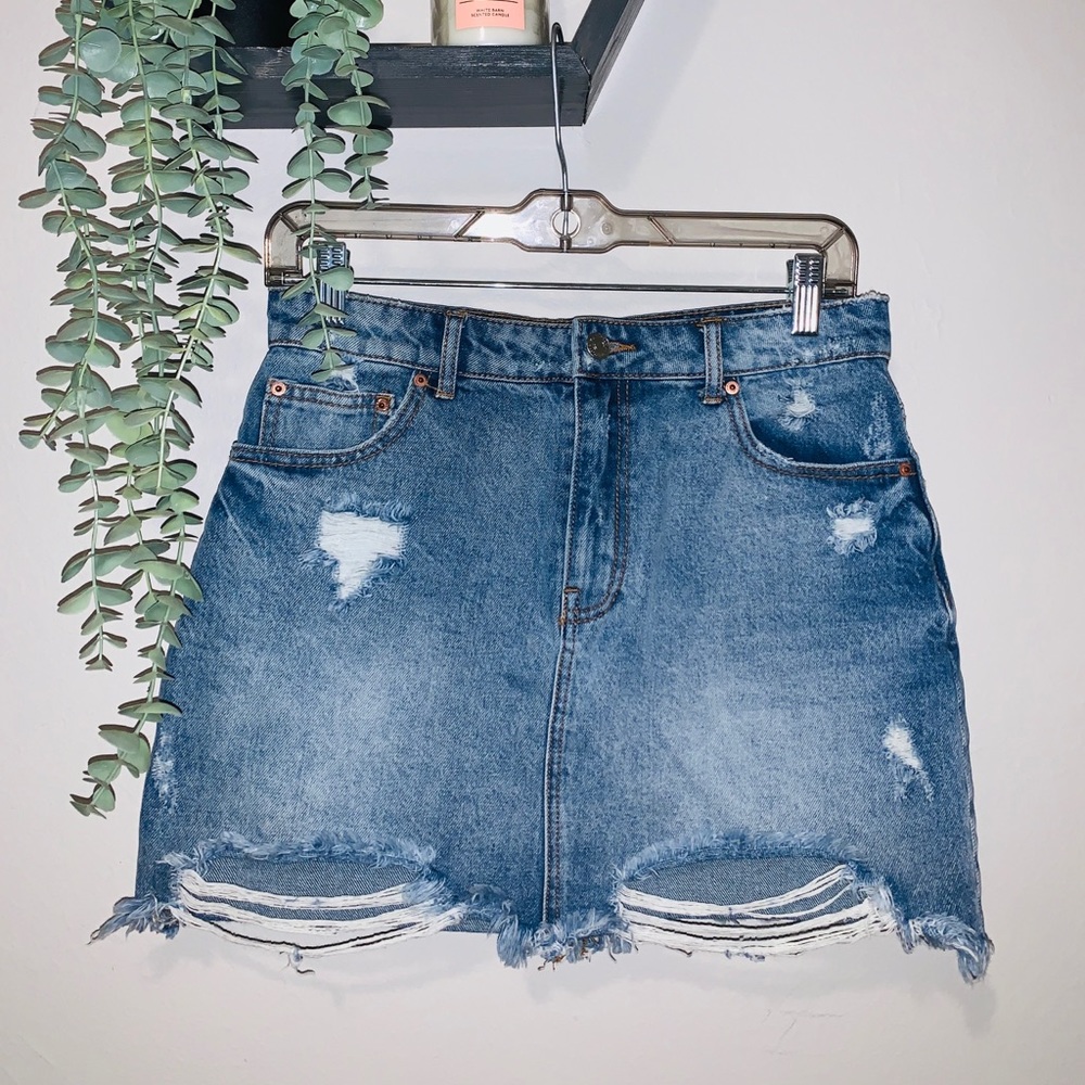 Distressed Jean Skirt
